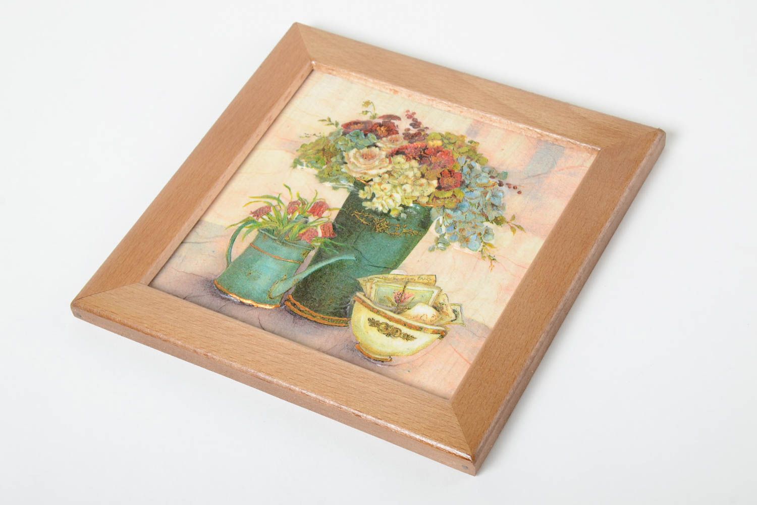 Cuadro de pared con flores hecho a mano decoración de interior regalo original foto 2