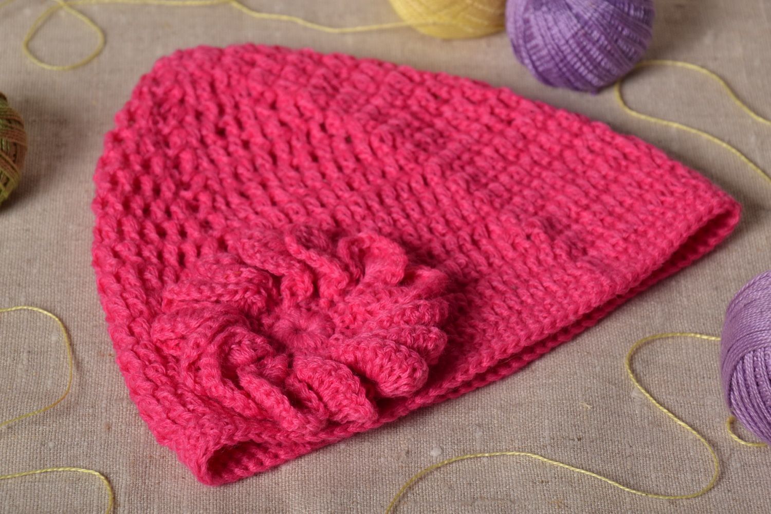 Bright crochet hat photo 1