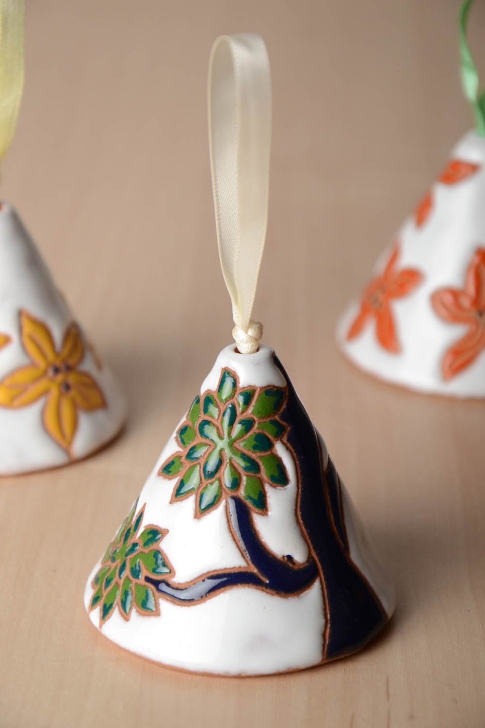 Beautiful handmade painted ceramic bell designer home decor photo 1