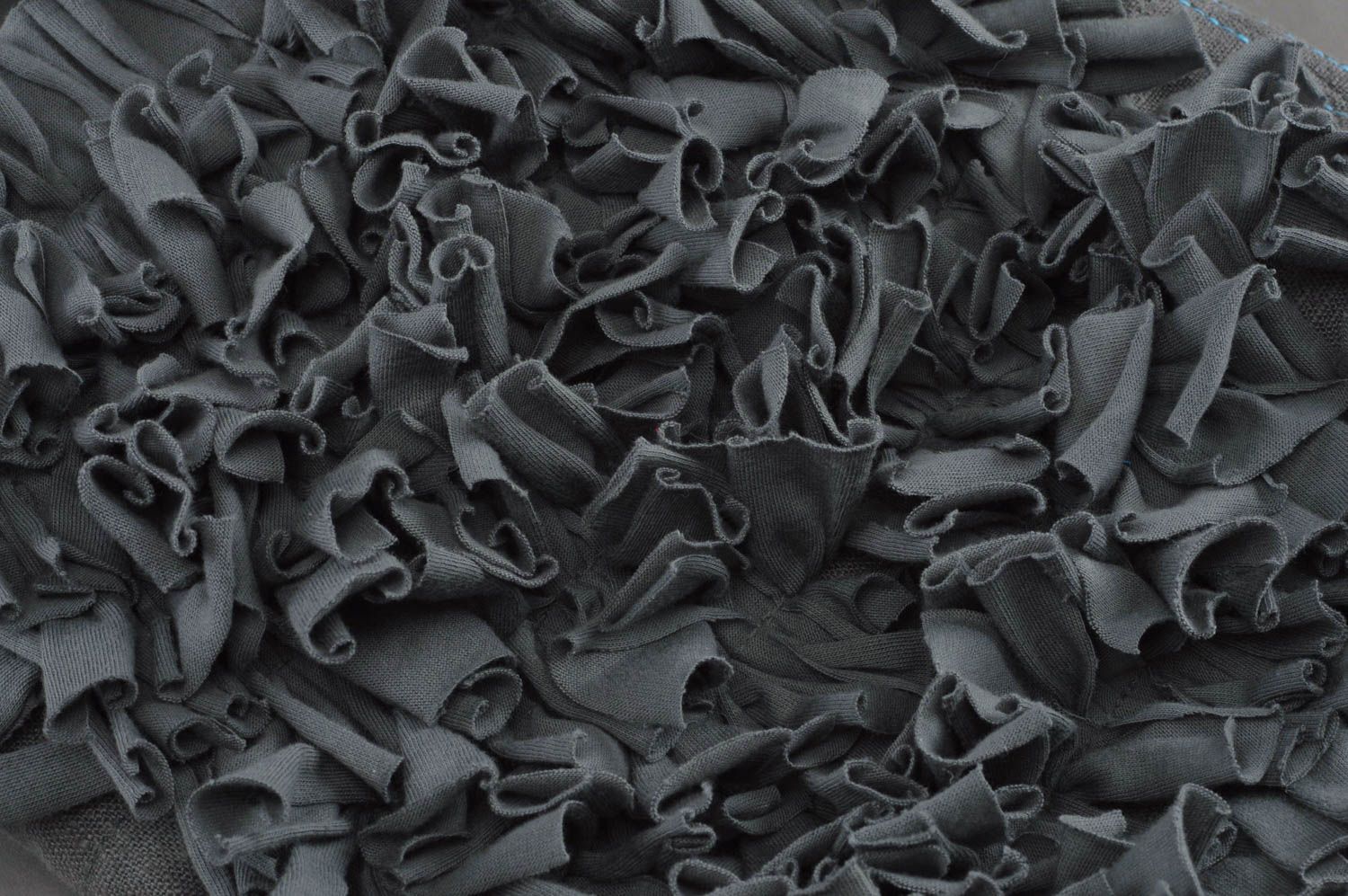 Unusual beautiful handmade designer linen fabric shoulder bag dark gray photo 2