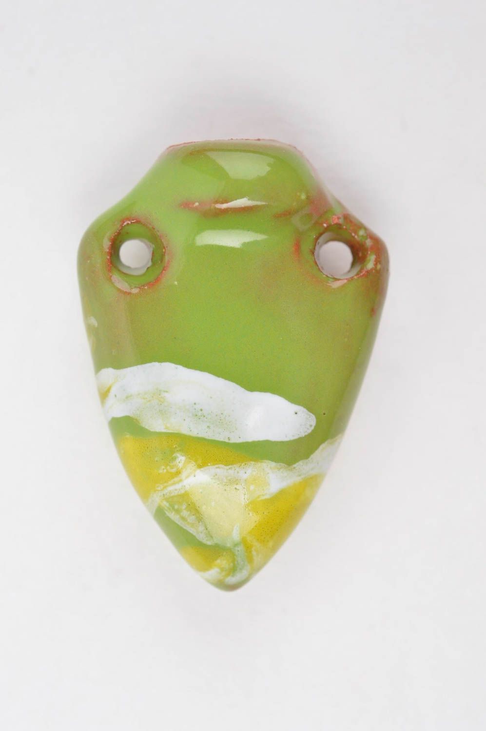 Кулон ручной работы глиняный аромакулон украшение на шею Зеленый кувшин фото 4