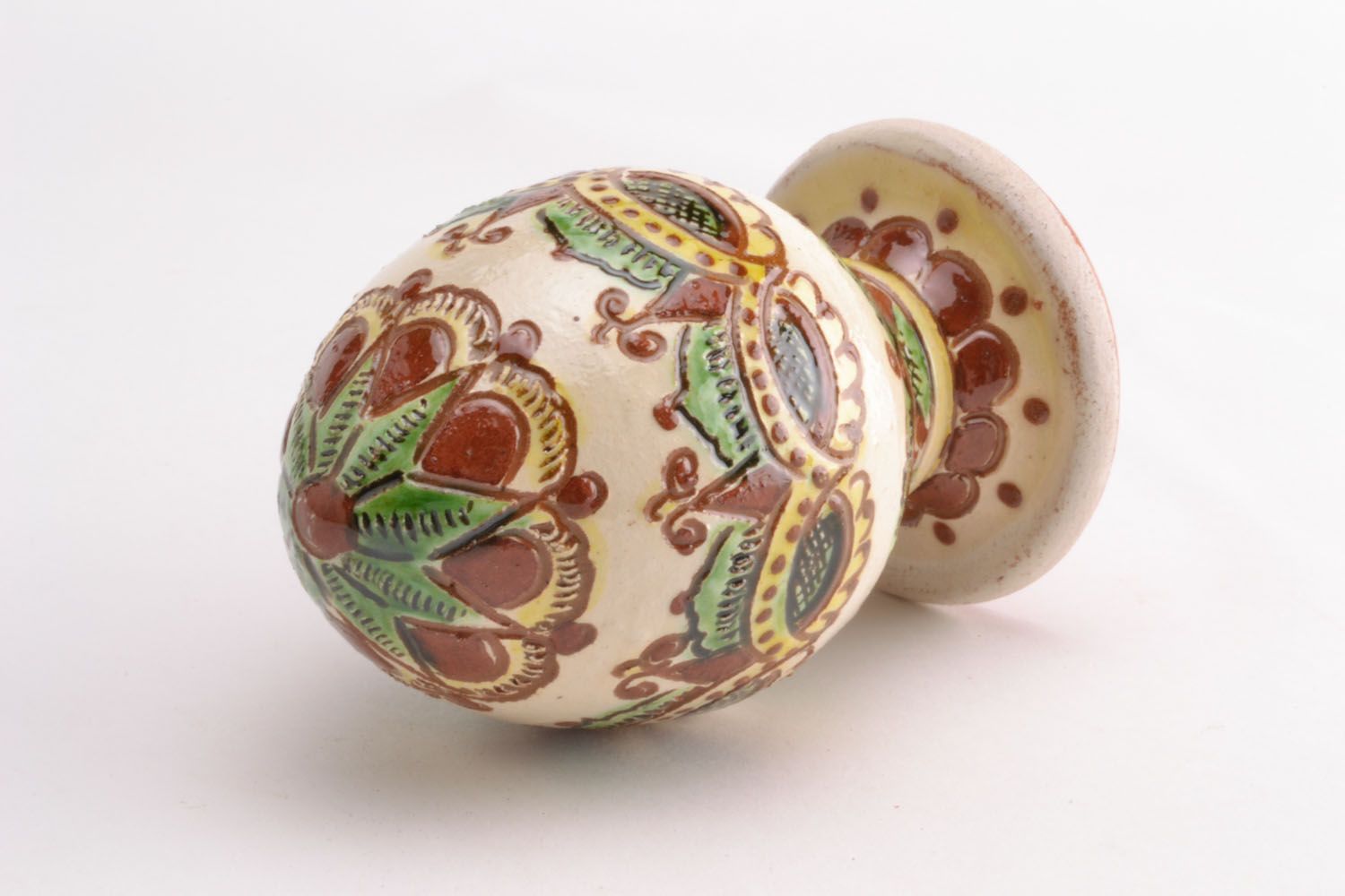 Глиняное яйцо на подставке, гуцуьская керамика фото 4