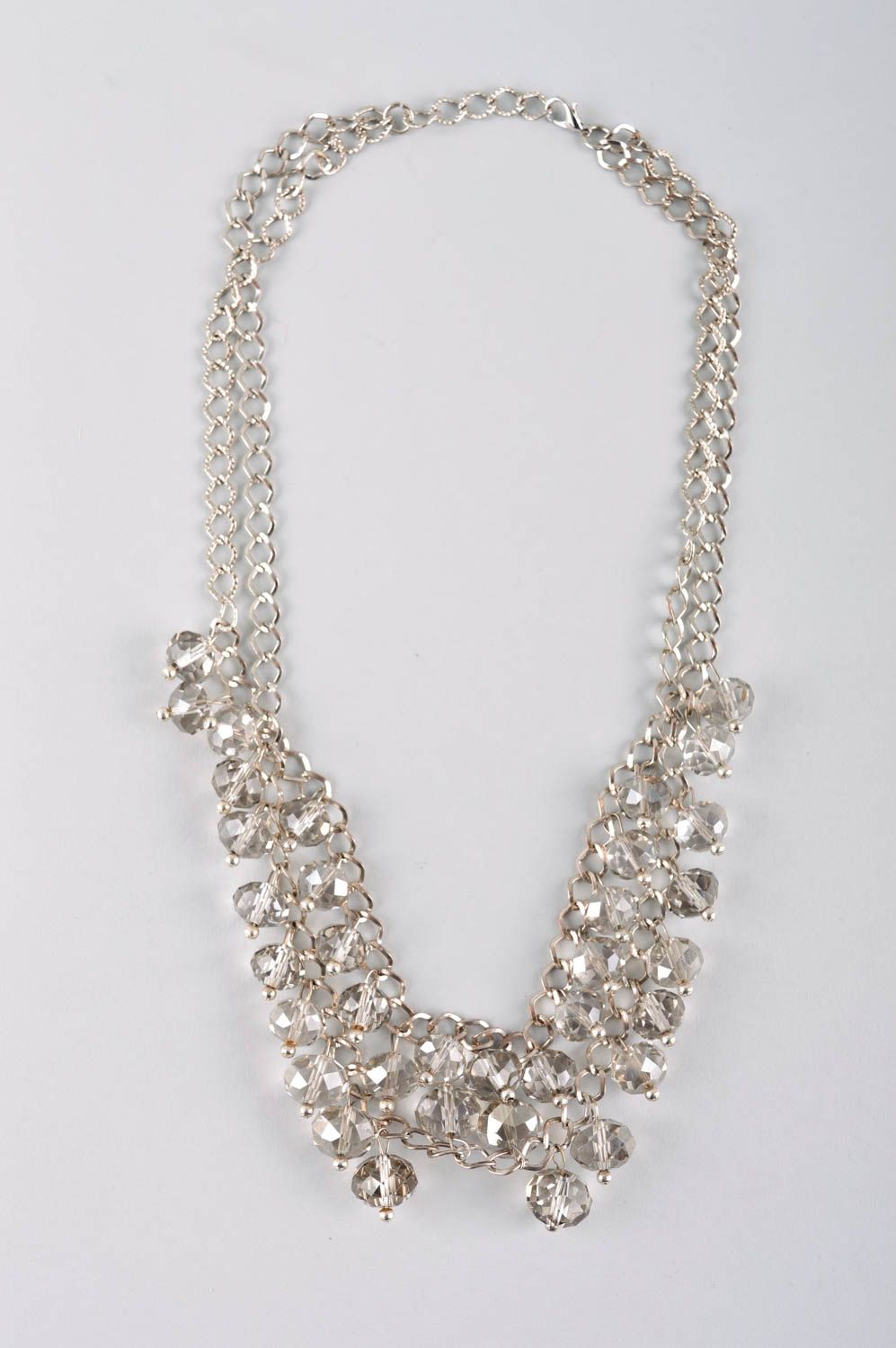Колье с кристаллами ручная работа авторское ожерелье украшение на шею женское фото 2
