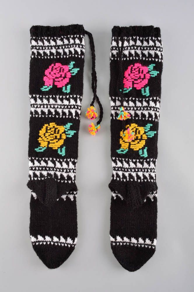 Calcetines tejidos hechos a mano negros accesorios de mujer regalo original  foto 3