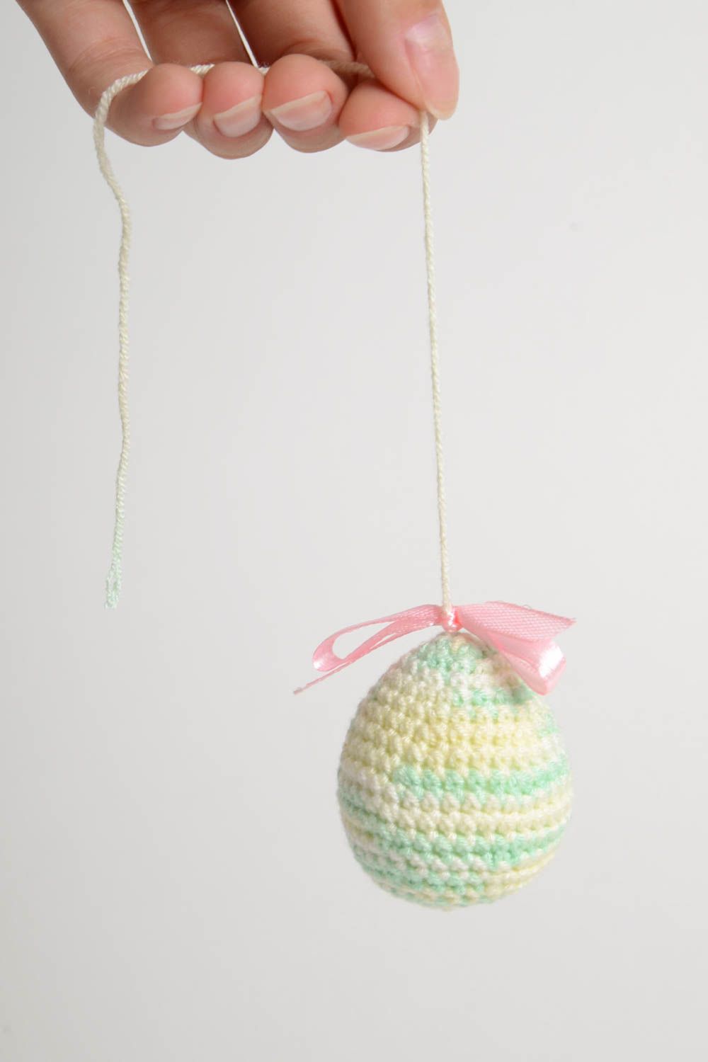 Handmade designer Easter egg decoration unique crocheted home stylish present photo 5