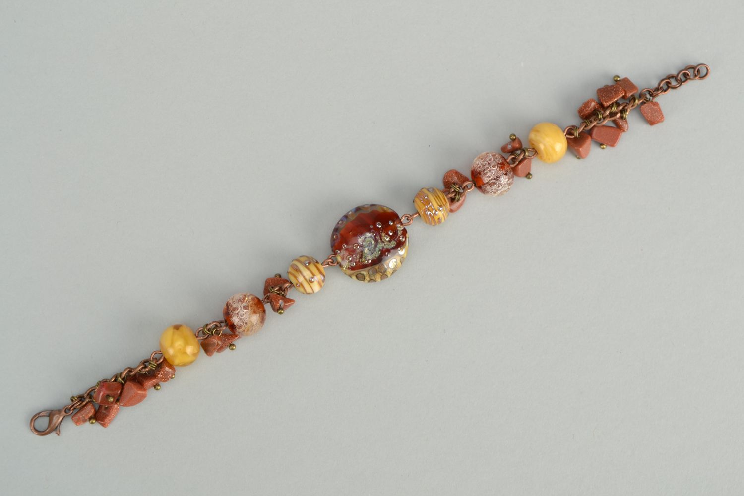 Handmade bracelet with lampwork glass beads photo 6