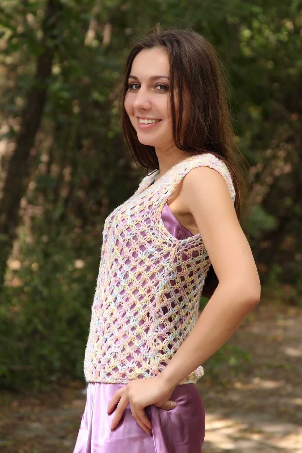 Knitted openwork top photo 3