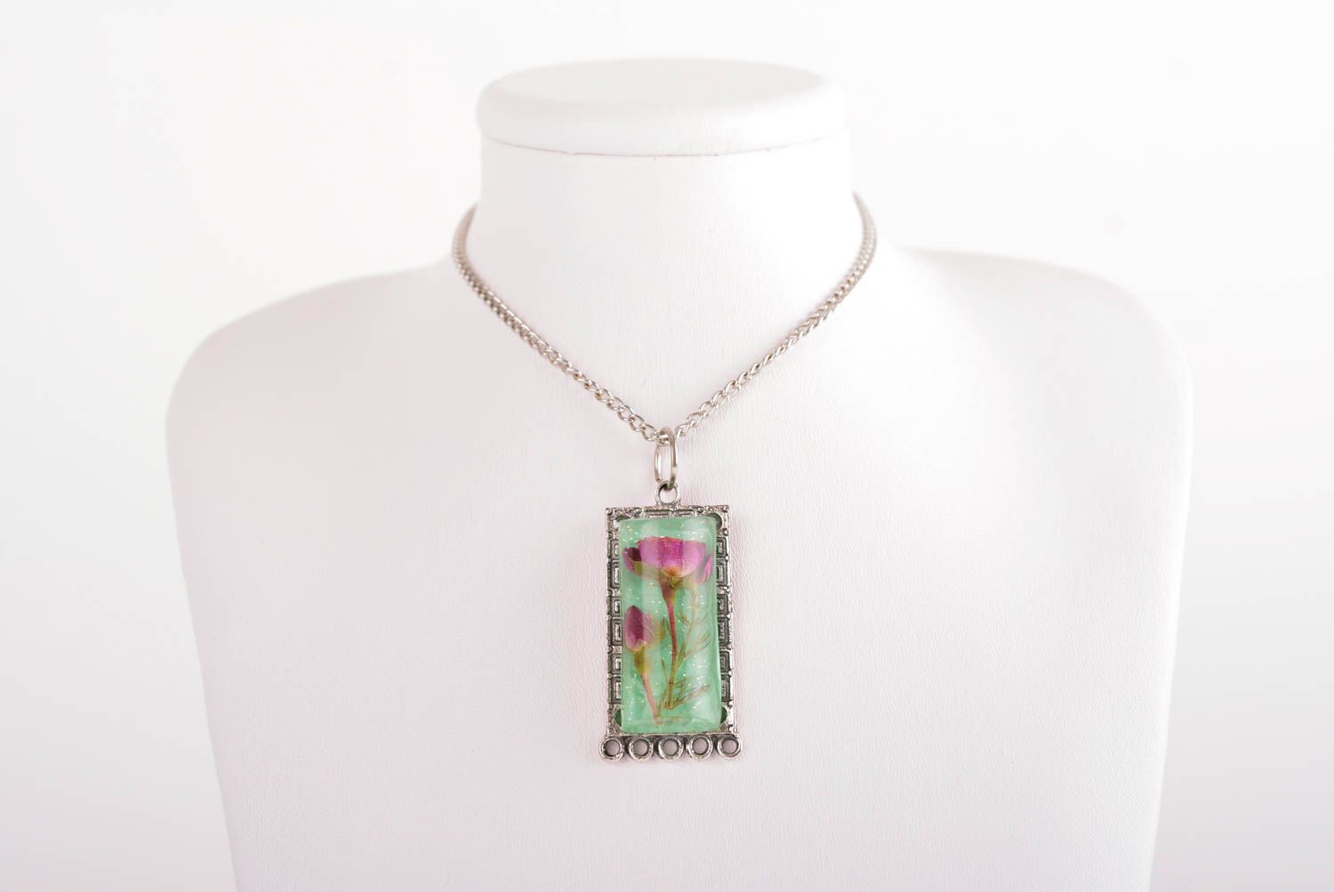 Cute handmade flower pendant fashion accessories metal necklace design photo 3