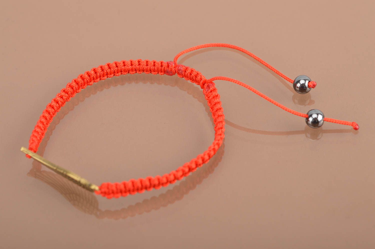 Red braided wrist bracelet with ties handmade stylish accessory Angel Wing photo 3