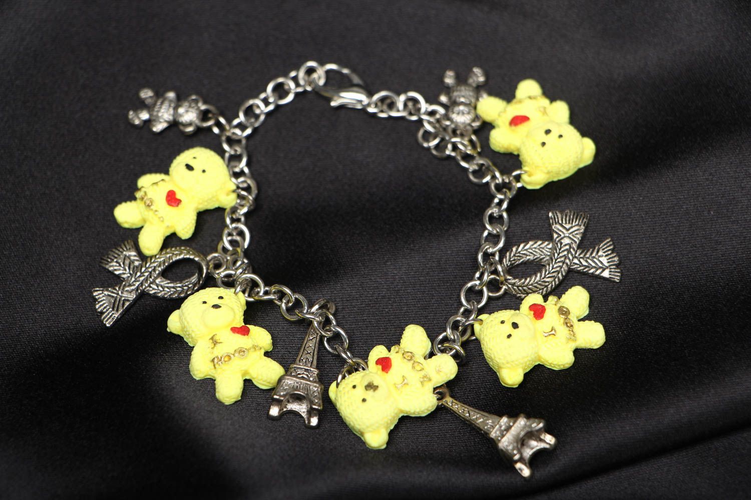 Polymer clay bracelet with charms photo 1