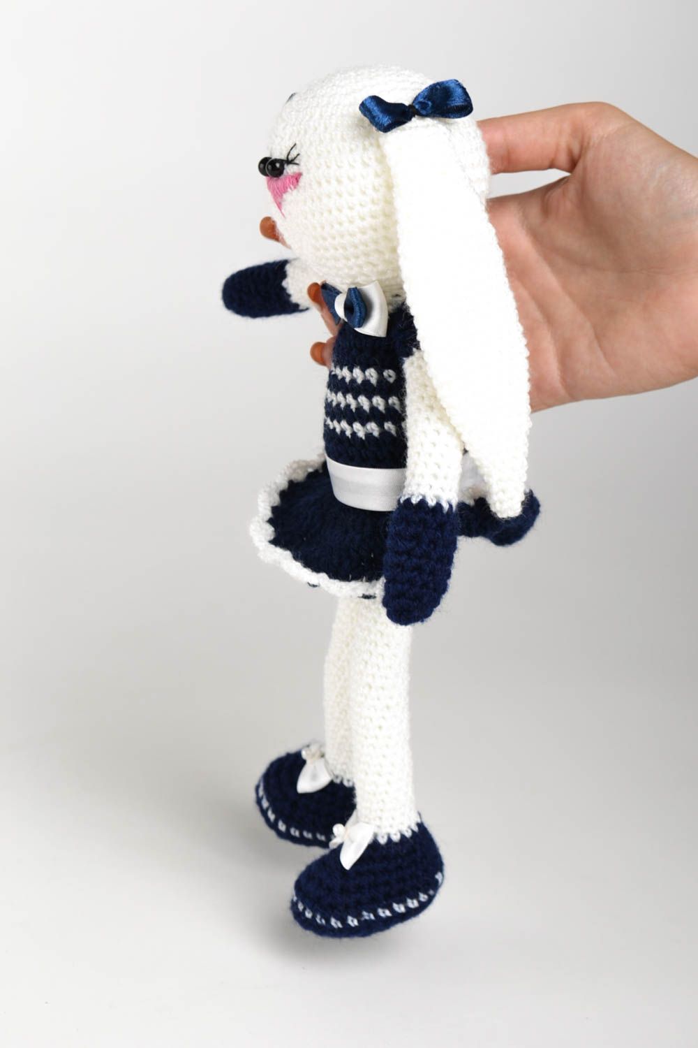 Peluche lapin faite main Jouet tricot doux original Cadeau enfant fille photo 2