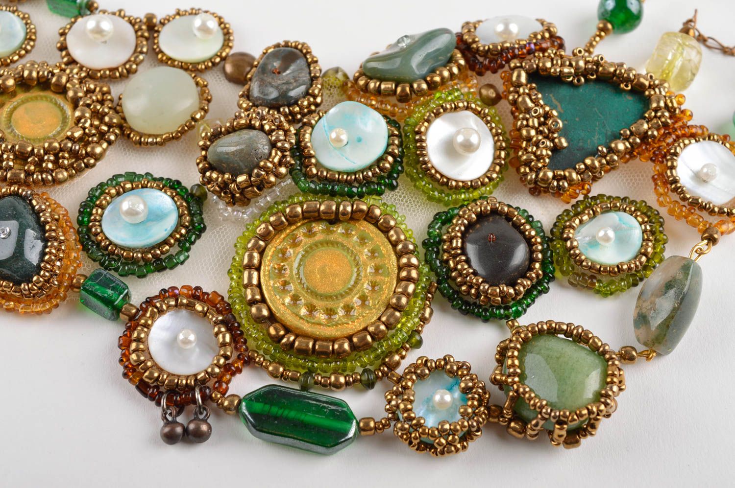 Halskette aus Stein handmade Glasperlen Collier Frauen Accessoire stilvoll foto 3