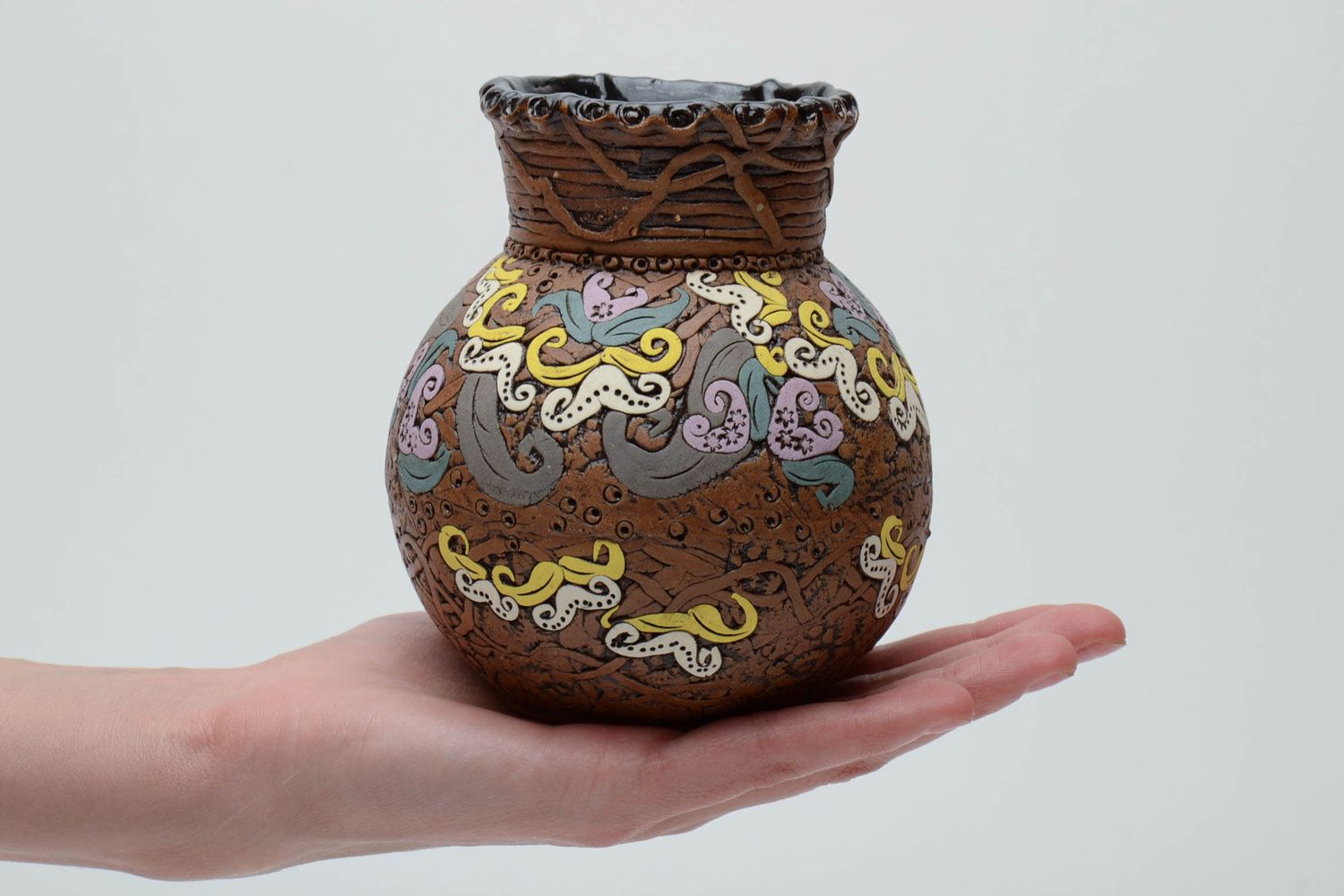Vaso fiori fatto a mano in argilla vaso decorativo elementi decorativi
 foto 5