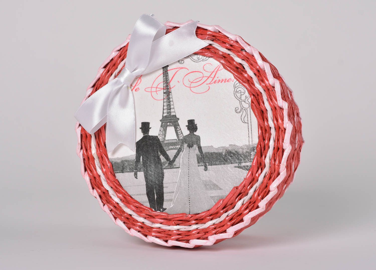Caja para joyas hecha a mano cesta de mimbre de papel elemento decorativo  foto 5
