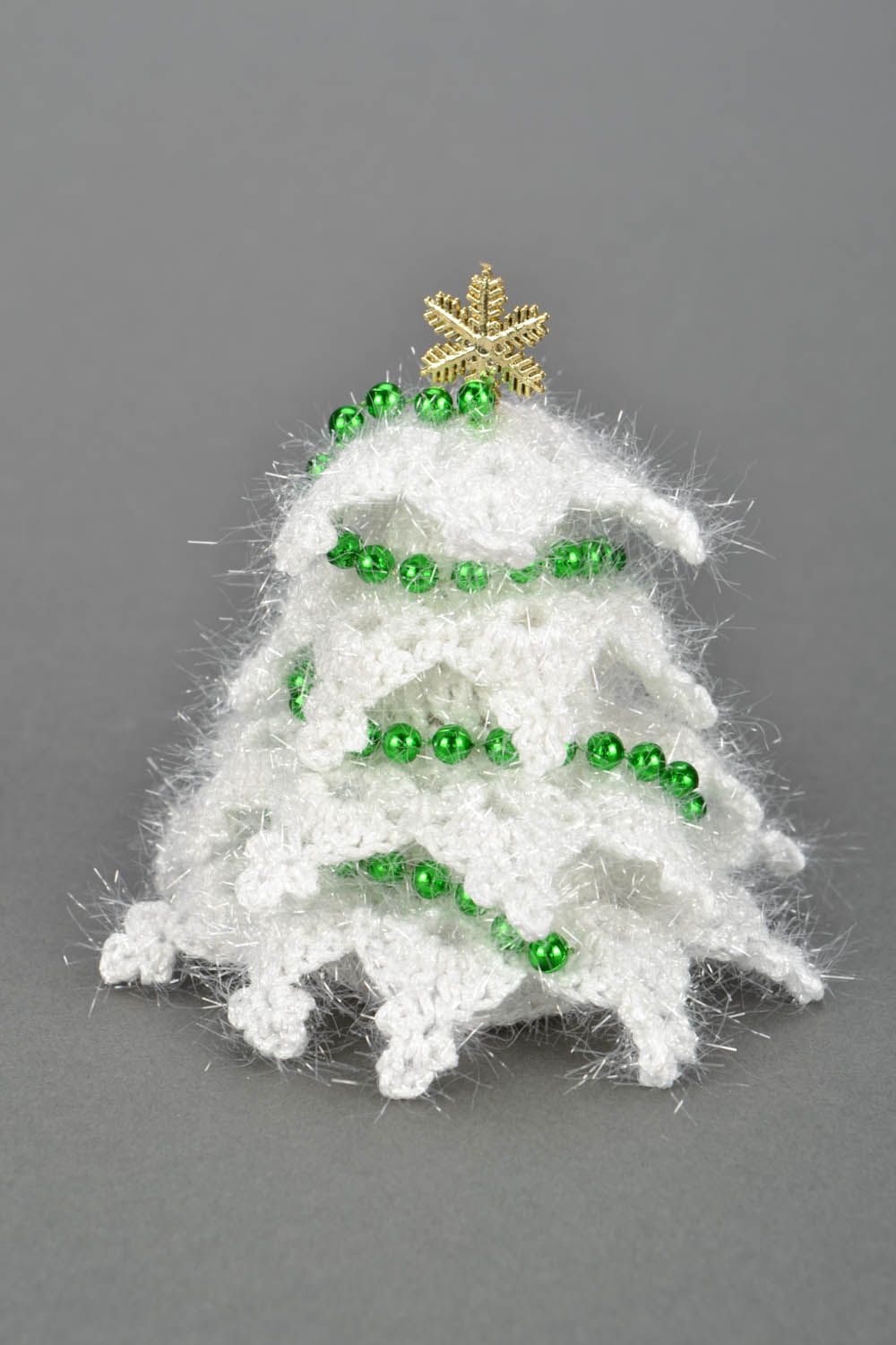 Decoración navideña Árbol de Navidad tejido al crochet foto 2