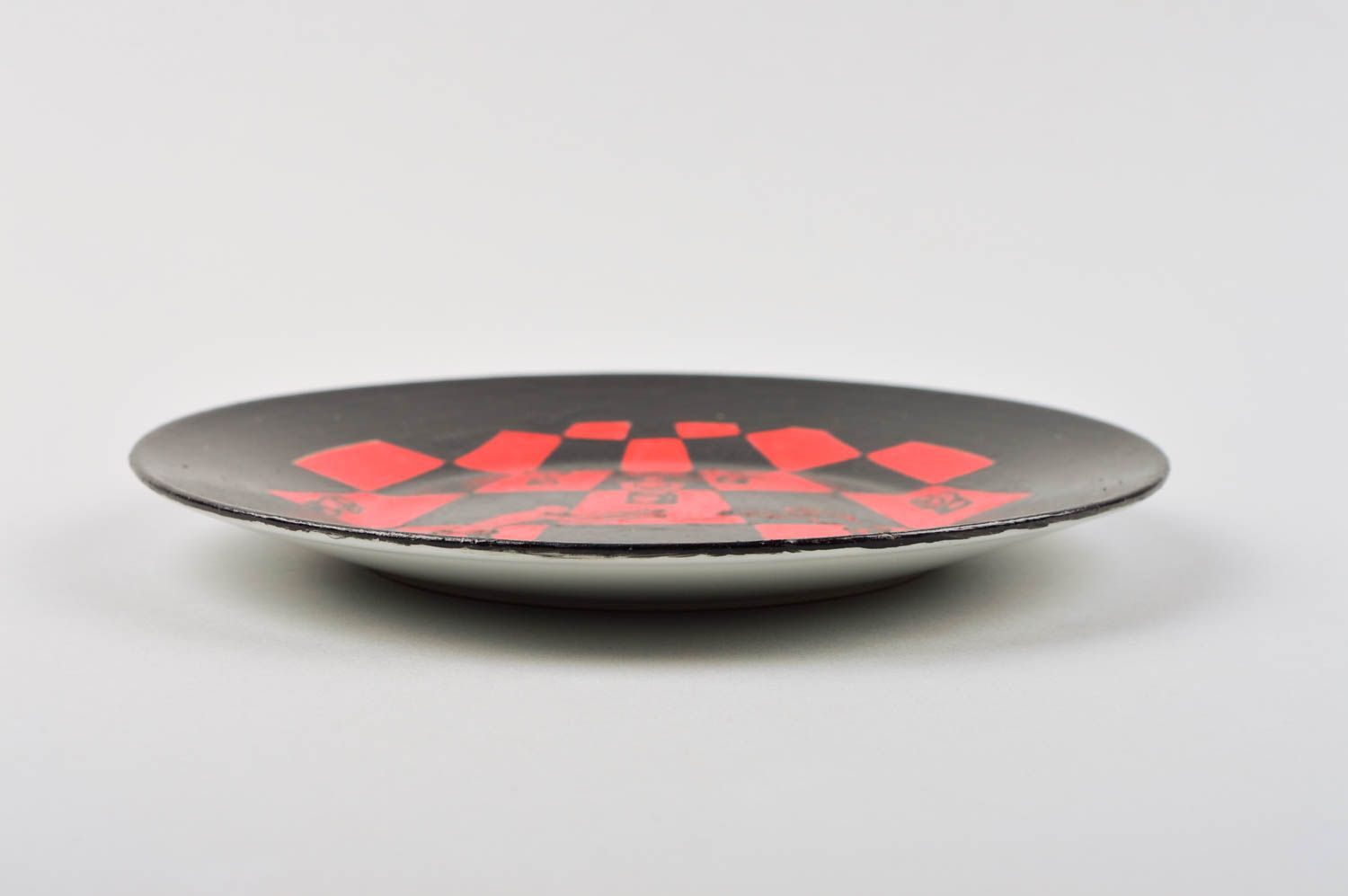 Расписная тарелка ручной работы глиняная посуда керамическая тарелка Шахматы фото 4