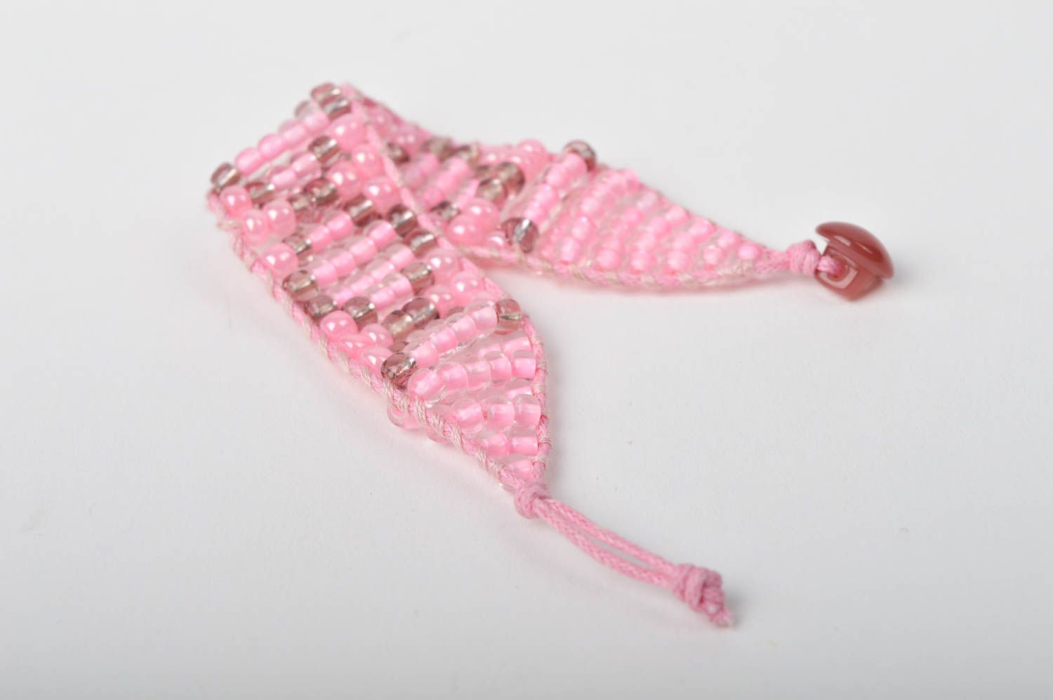Bracelet rose Bijou fait main large en perles de rocaille Cadeau pour femme photo 5