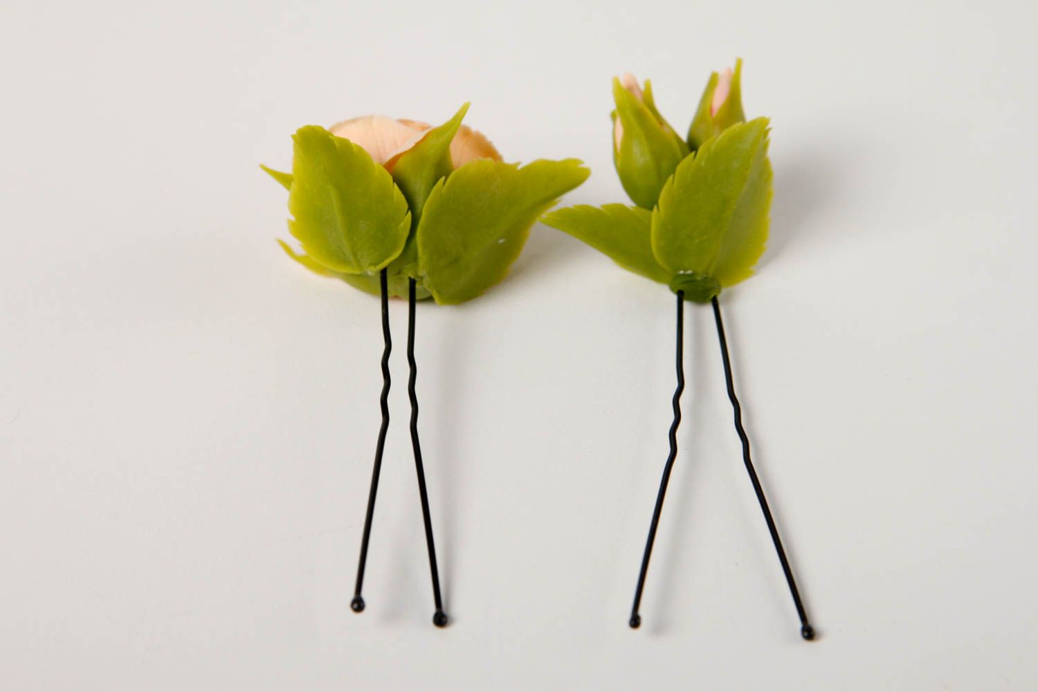 2 horquillas con flores accesorios para el cabello complementos artesanales foto 4