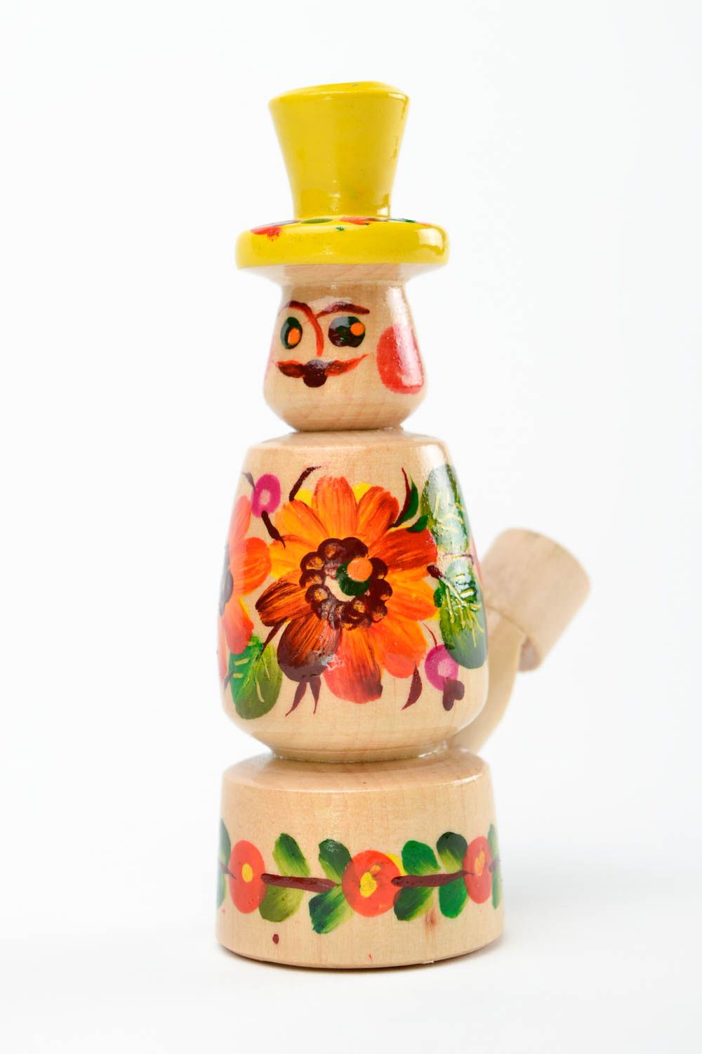 Сувенир из дерева ручной работы подарок ребенку игрушка свистулька с росписью фото 4