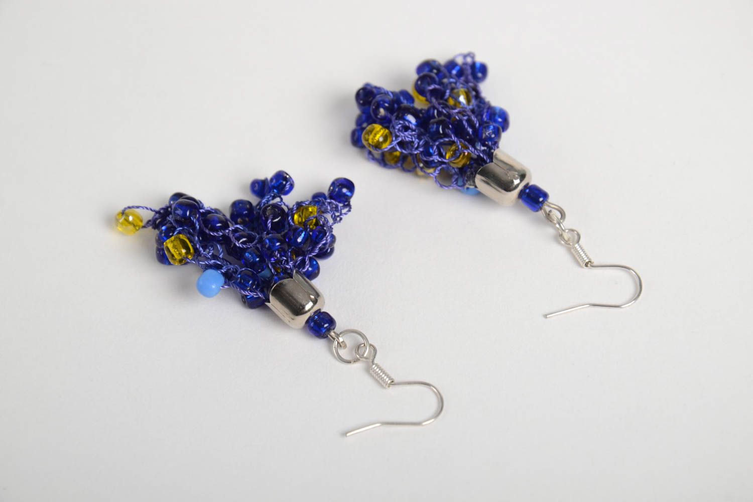 Handmade designer earrings blue evening earrings elegant accessory for gift photo 3