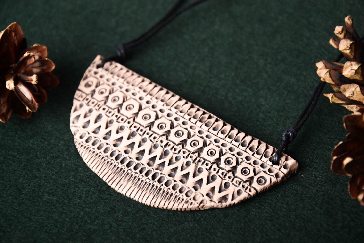 Unusual pendant ceramic neck accessory handmade designer pendant women gift photo 1