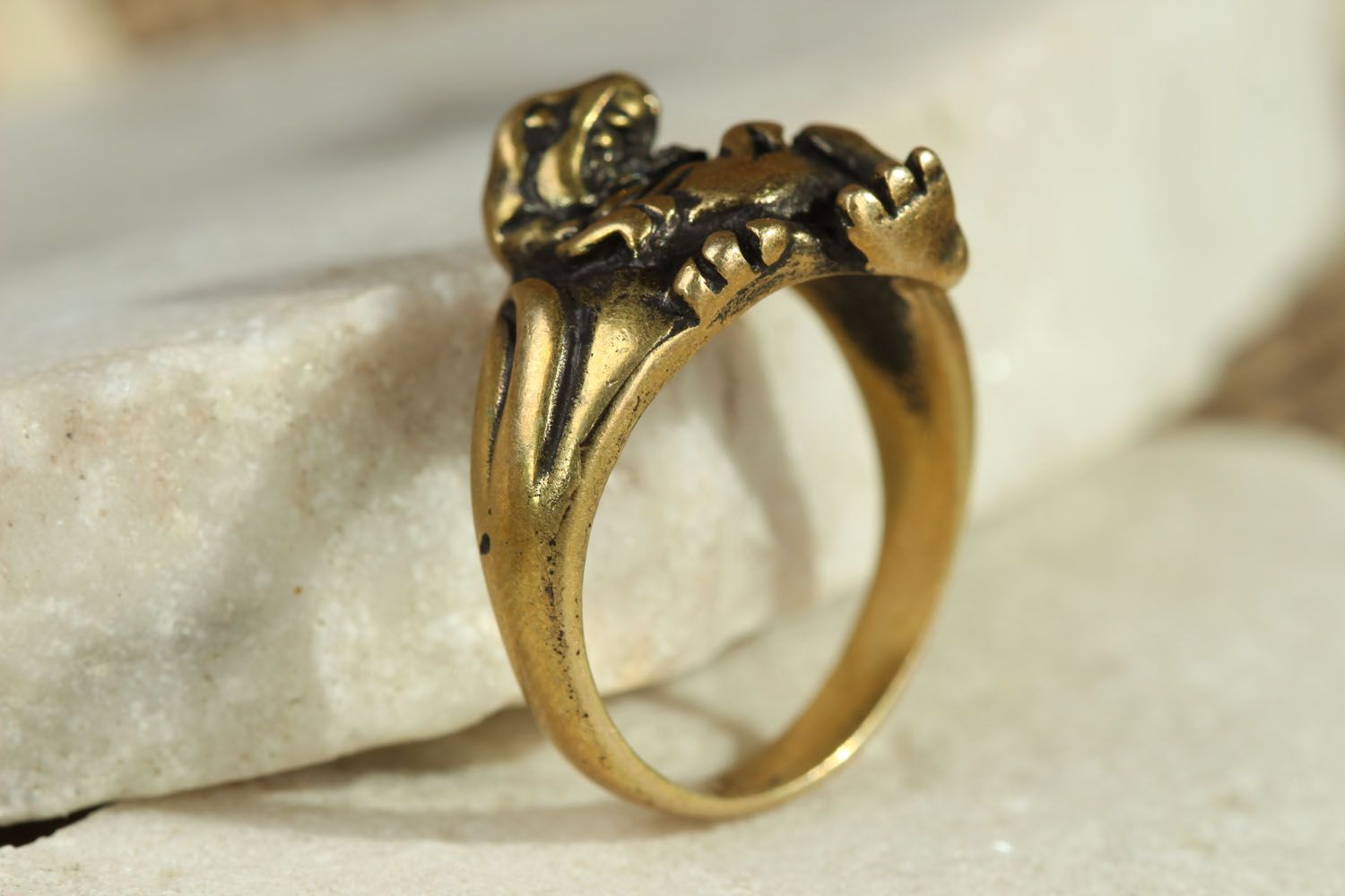 Оригинальное кольцо из бронзы Динозавр фото 2
