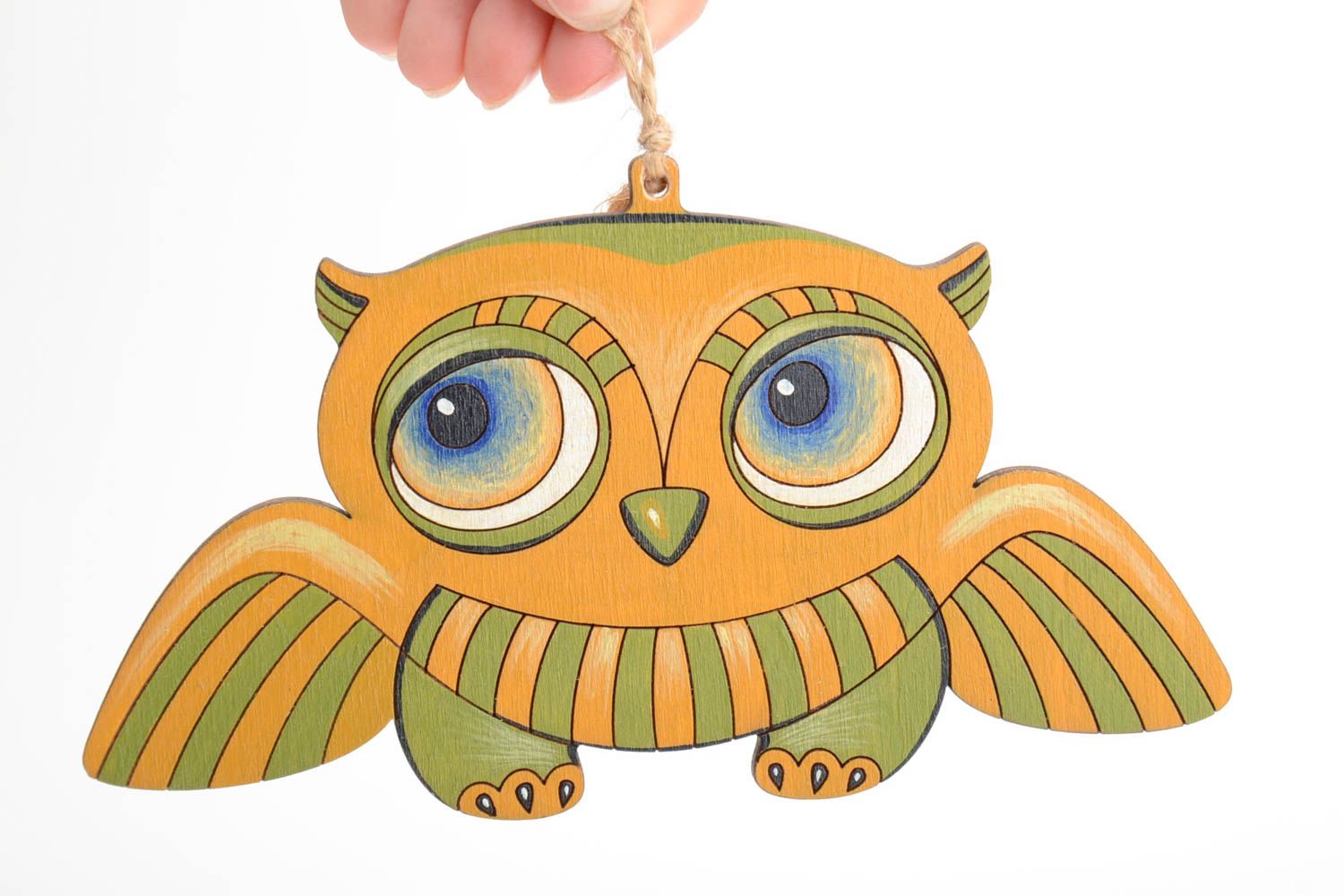 Beautiful handmade painted plywood interior hanging for the children's room Owl photo 5