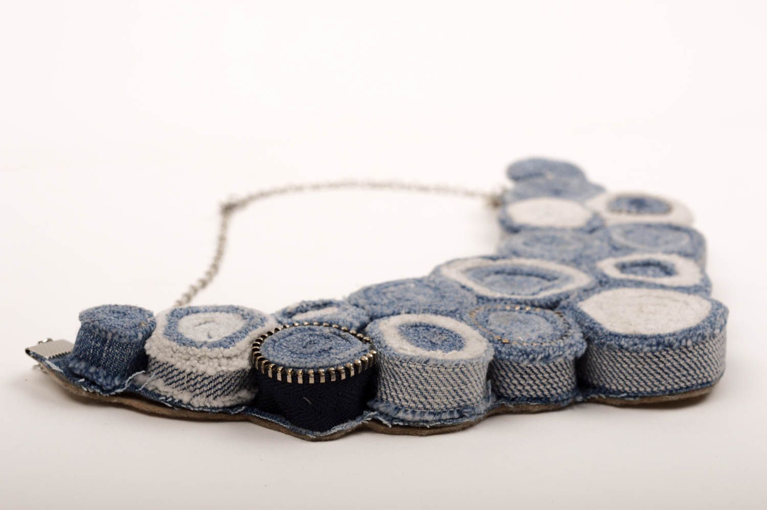 Handmade Stoff Collier Halsschmuck für Damen Collier für Frauen aus Jeansstoff foto 2