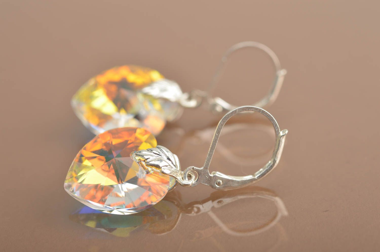 Herzen Ohrringe mit Swarovski Kristallen Designer Accessoire handmade schön foto 4