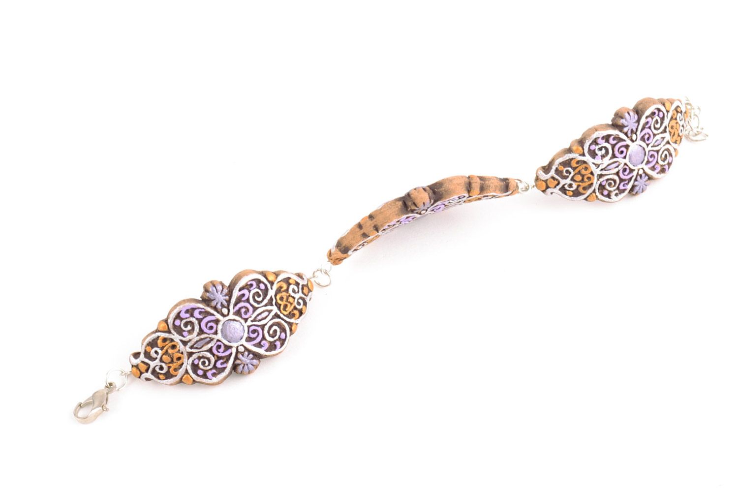 Schönes stilvolles Armband aus Ton handmade mit Musterung für echte Mode Damen foto 3