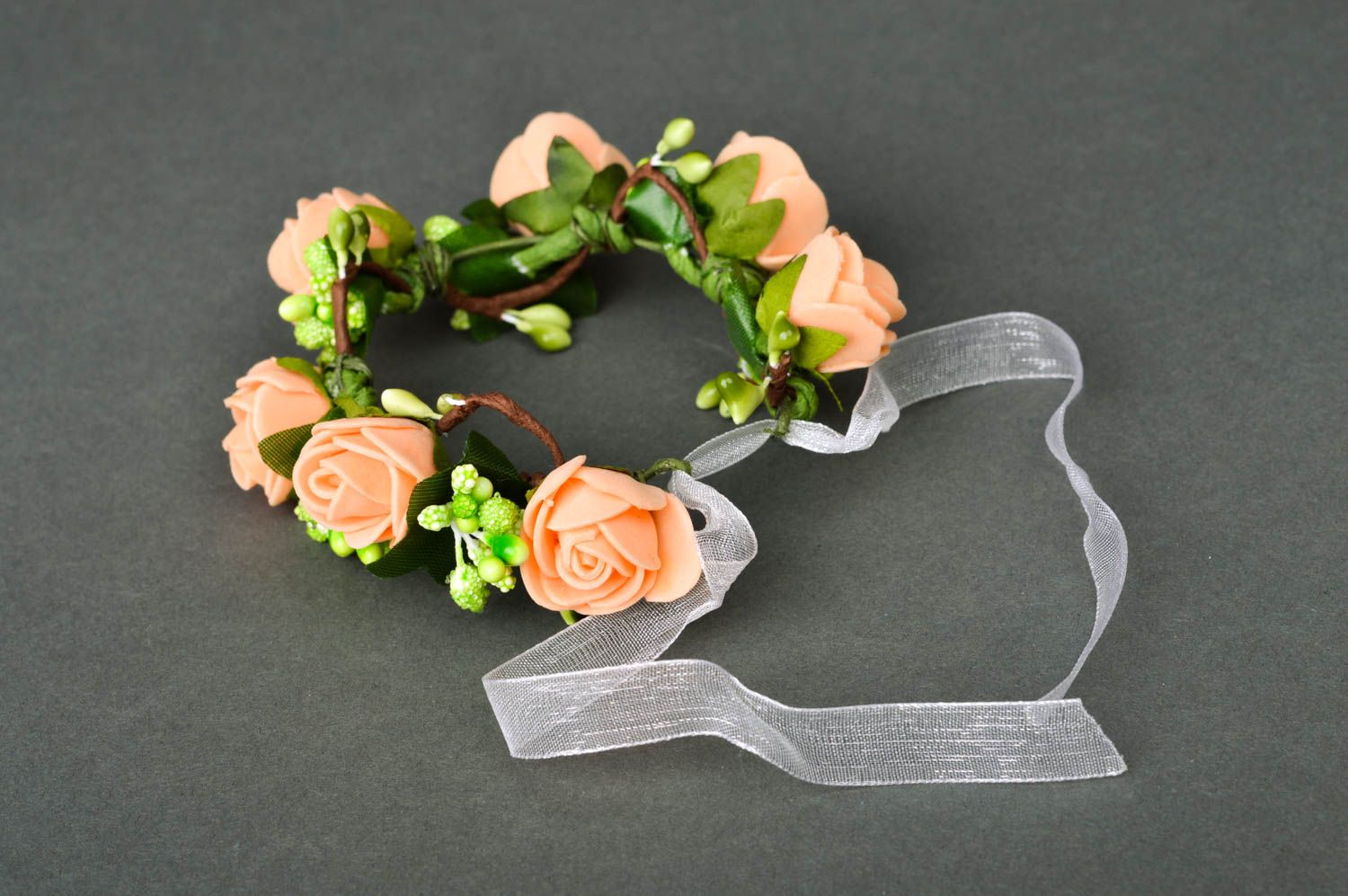 Bracelet floral Bijou fait main en foamiran design élégant Cadeau pour femme photo 5