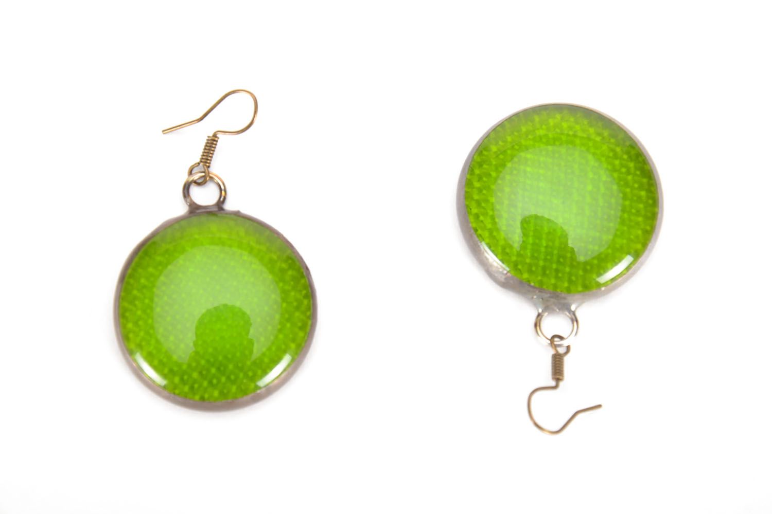 Glass green earrings photo 4