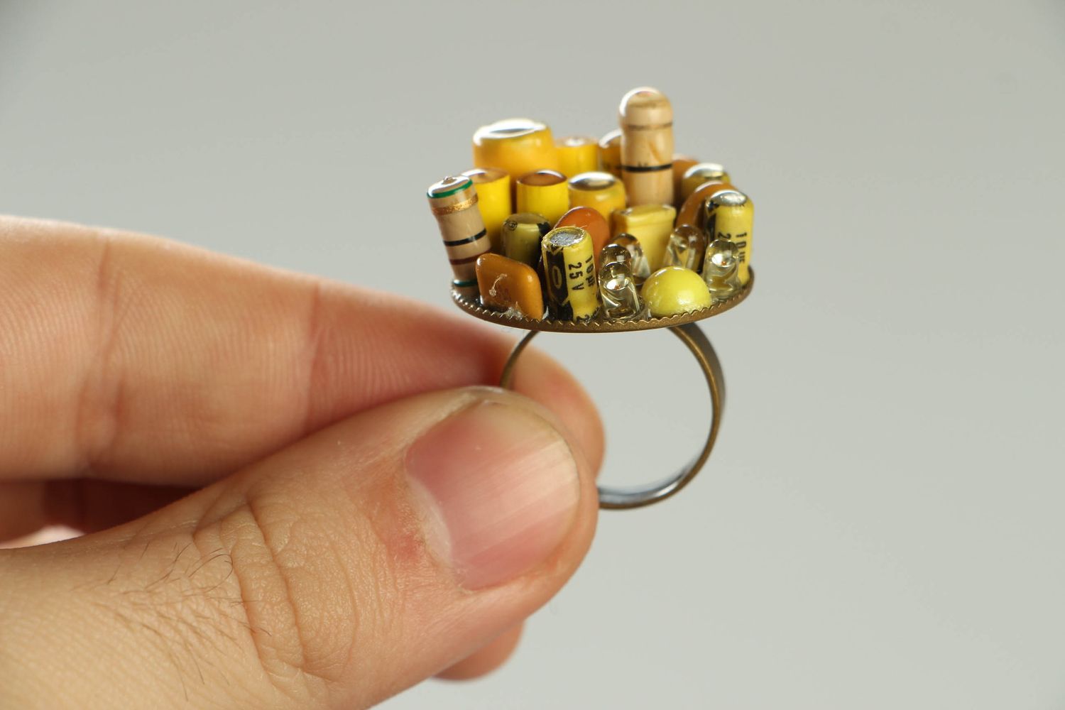 Steampunk ring of yellow color photo 4