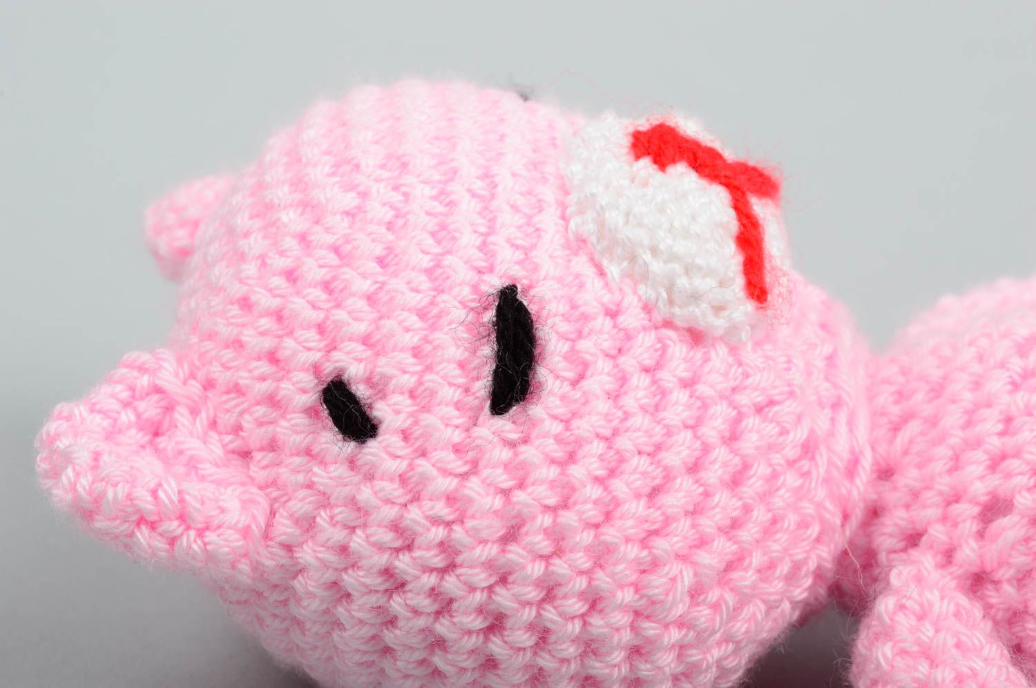 Peluche chat rose faite main Jouet tricot au crochet Cadeau pour enfant photo 4