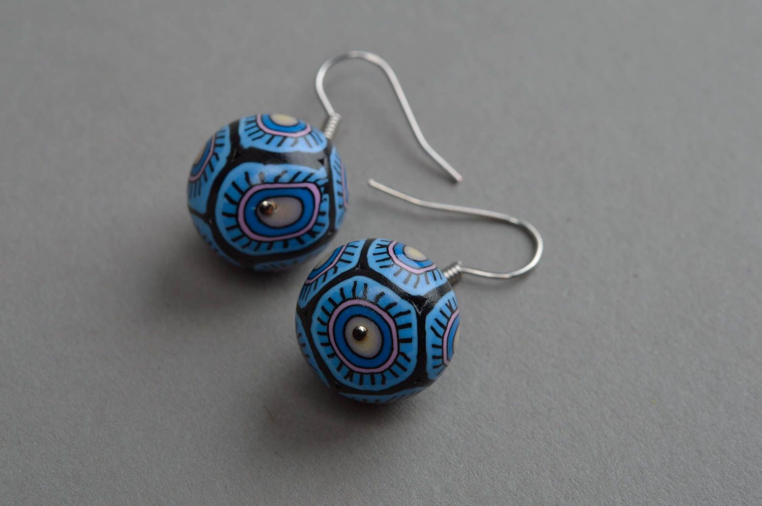 Handmade decorative earrings polymer clay earrings with charms for women photo 4