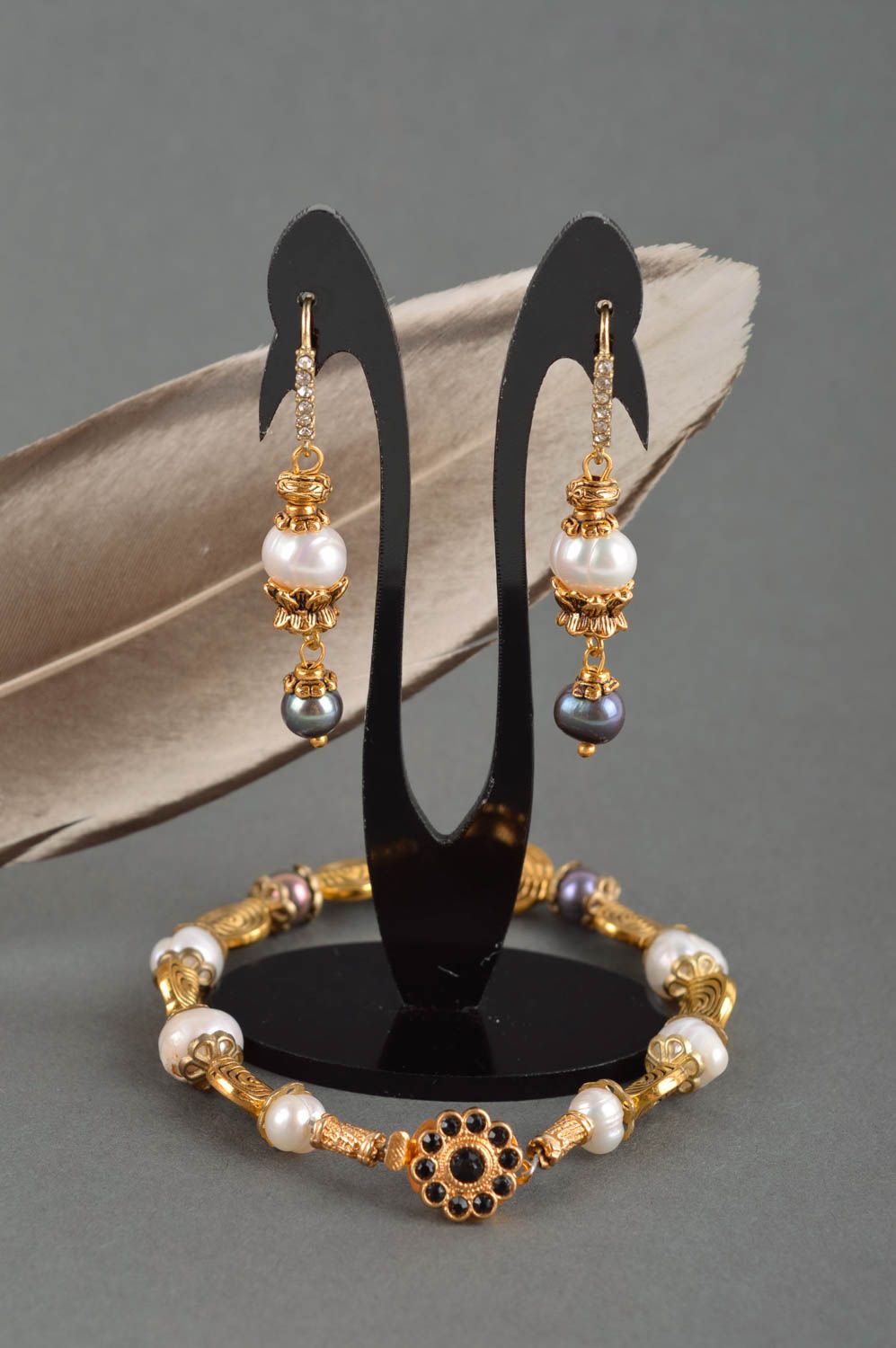 Jewelry set handmade gemstone jewelry dangling earrings womens bracelet photo 1