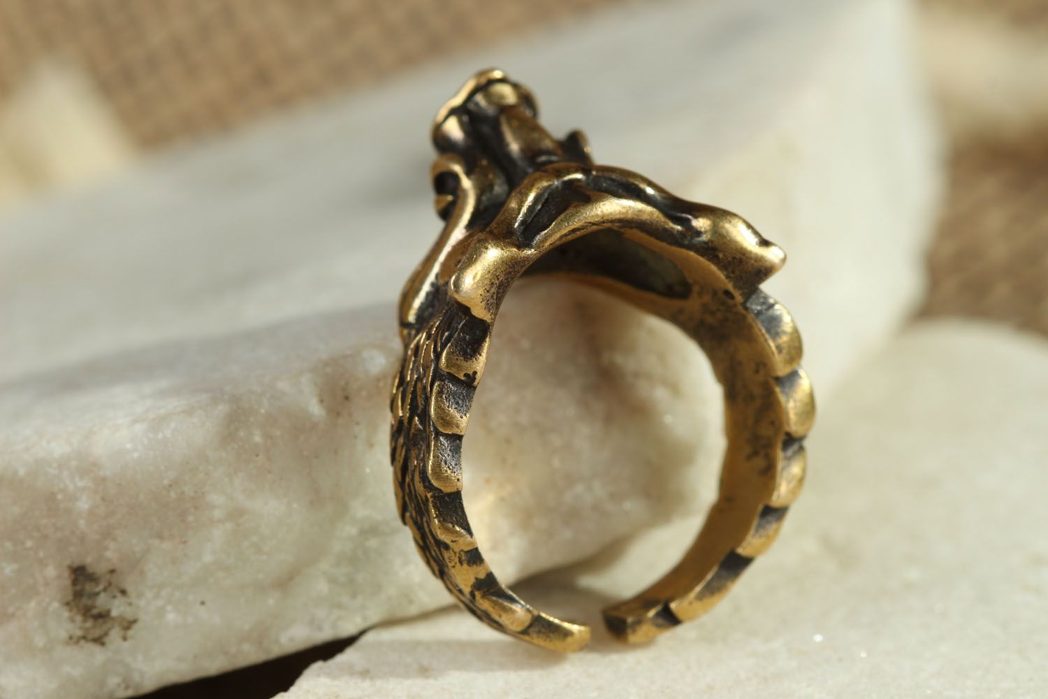 Перстень из бронзы Кабан  фото 2