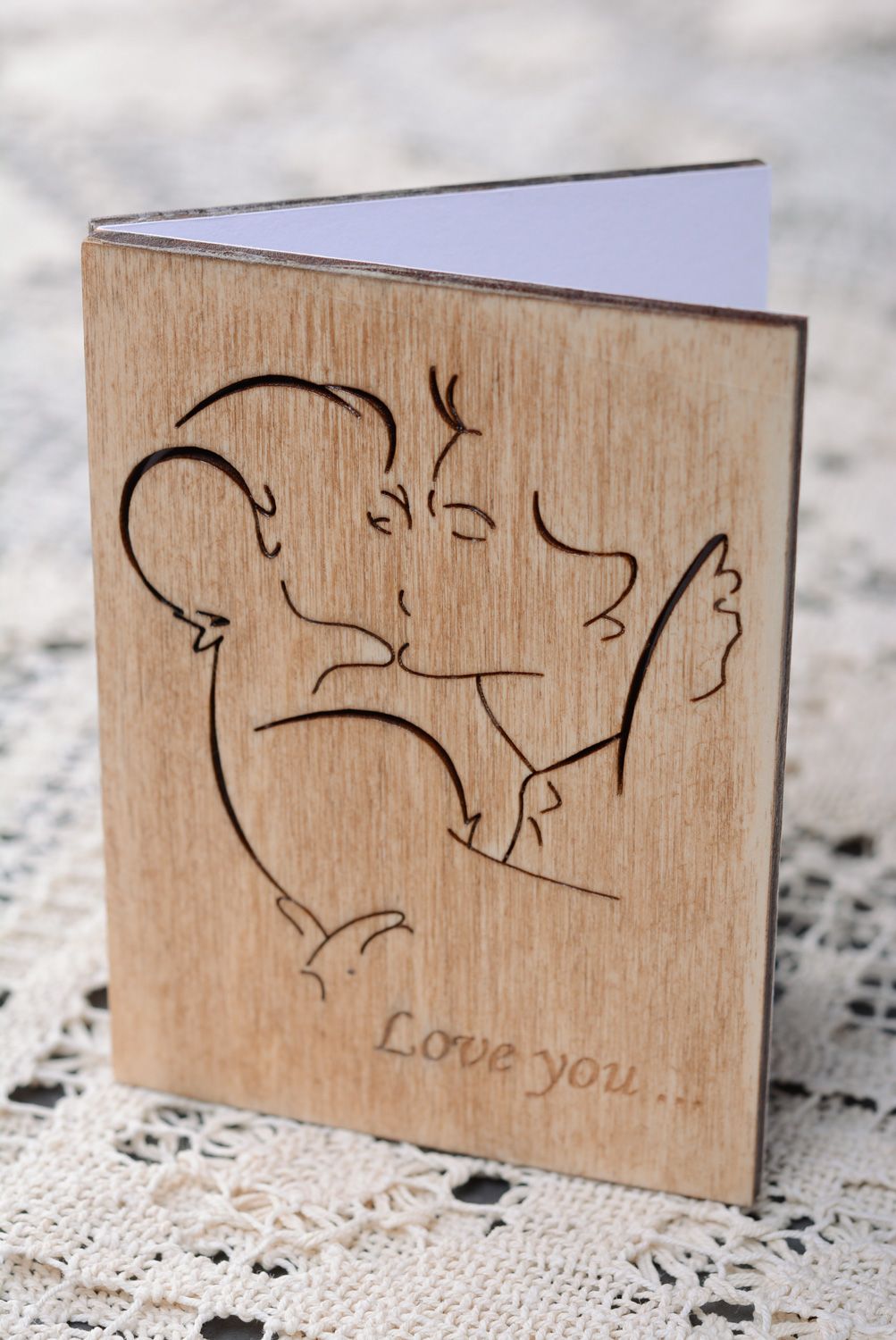 Plywood greeting card for beloved person photo 1