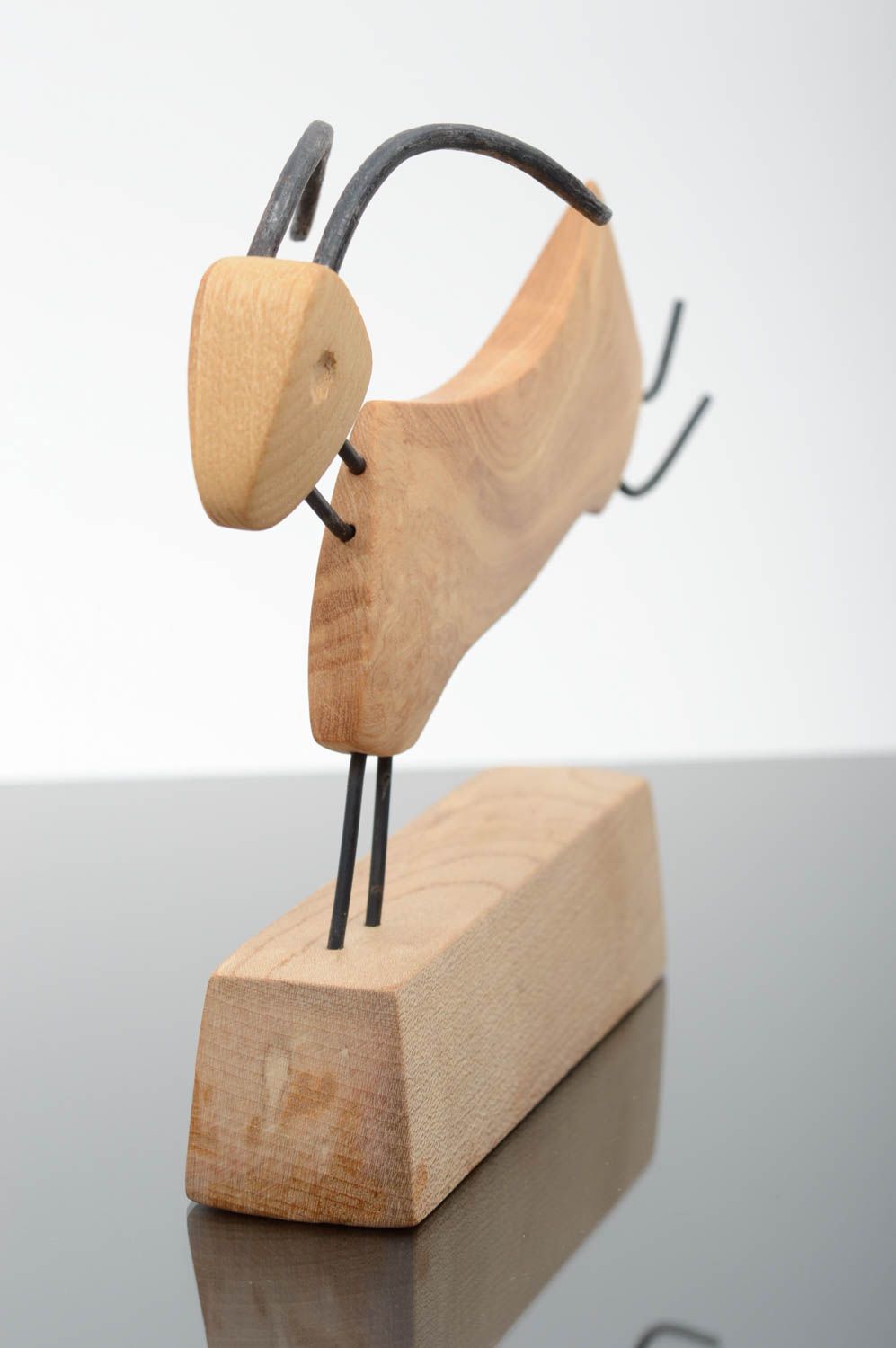 Figurine design fait main Statuette déco Cadeau original bois souvenir bouc photo 2