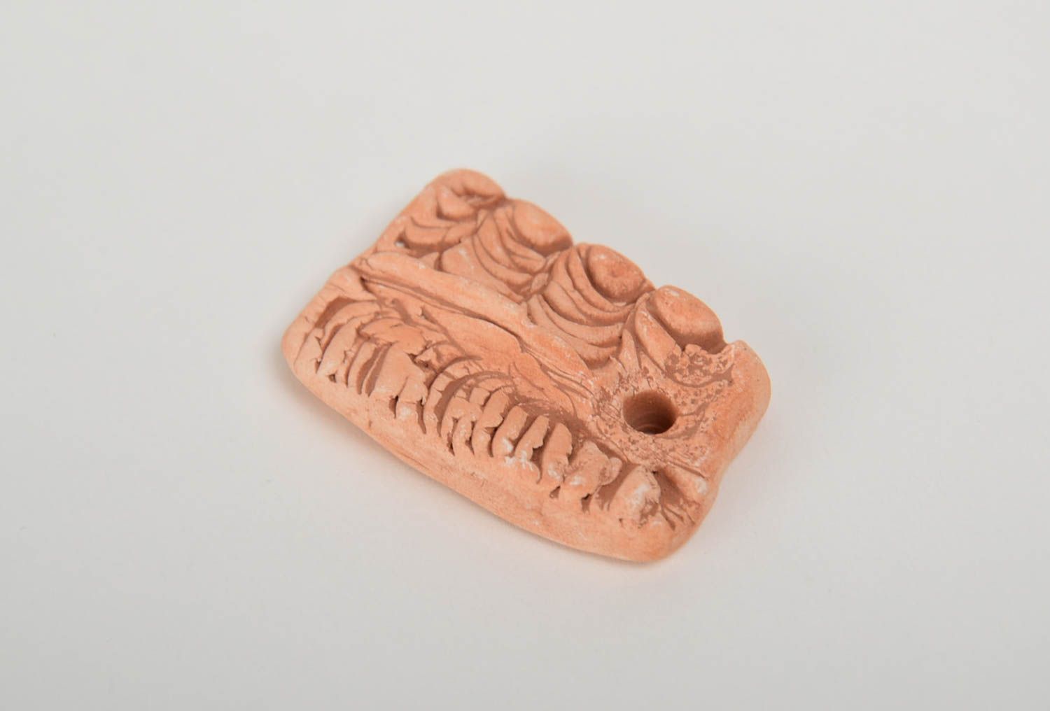 Handmade designer relief clay blank pendant DIY accessory rectangular photo 4