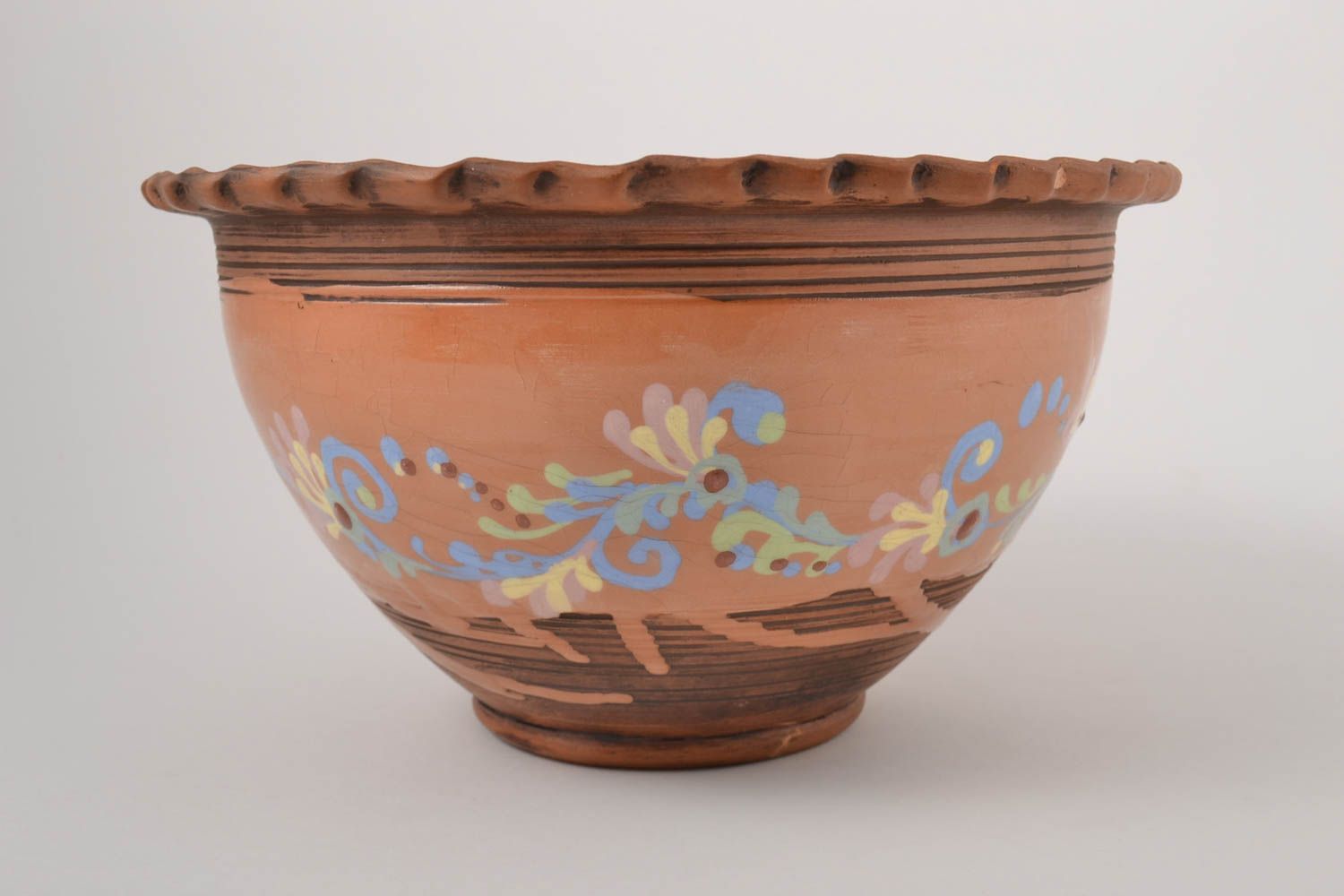 Handmade designer clay ware unusual big ceramic bowl stylish cute bowl 4 l photo 4