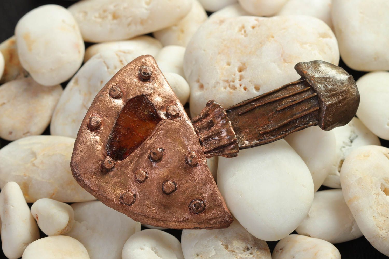 Broche cuivre faite main Accessoire femme original champignon Cadeau femme photo 1