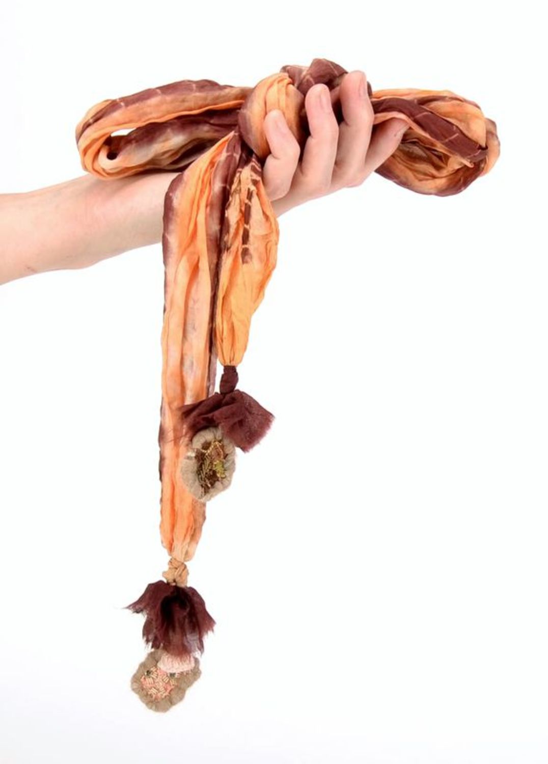 Silk scarf with tassels photo 3