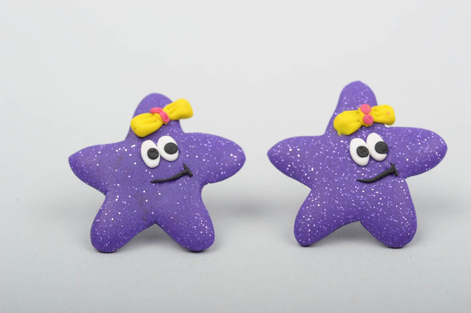 Boucles d'oreilles étoiles de mer Bijou fait main violet puces Cadeau pour ado photo 1