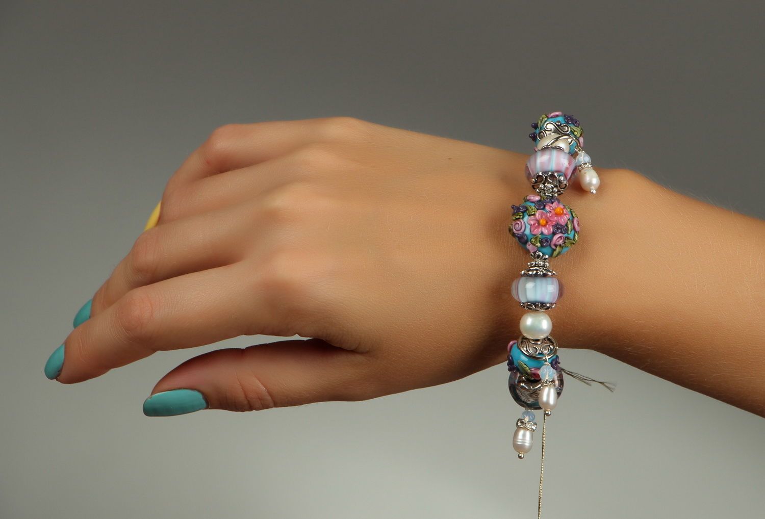 Bracelet en verre avec perles Jardin de paradis photo 4