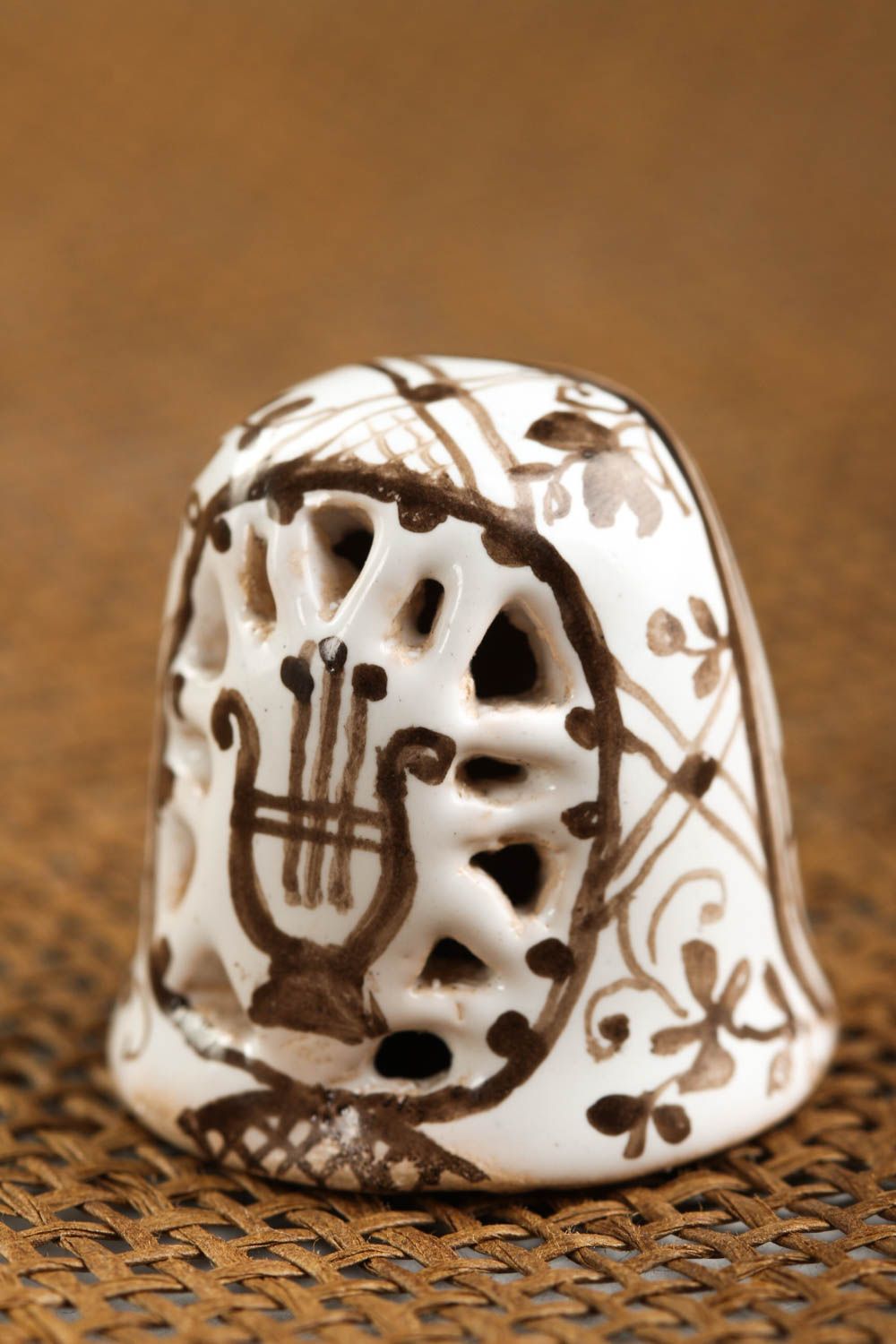 Handmade accessory for embroidery unusual clay thimble ceramic thimble photo 1