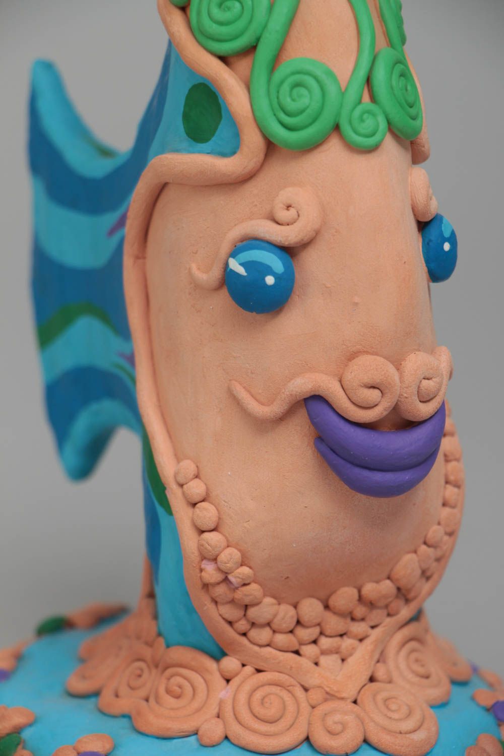 Originelle Fisch Figurine handmade mit Bemalung grell bunt für Interieur Dekor foto 4