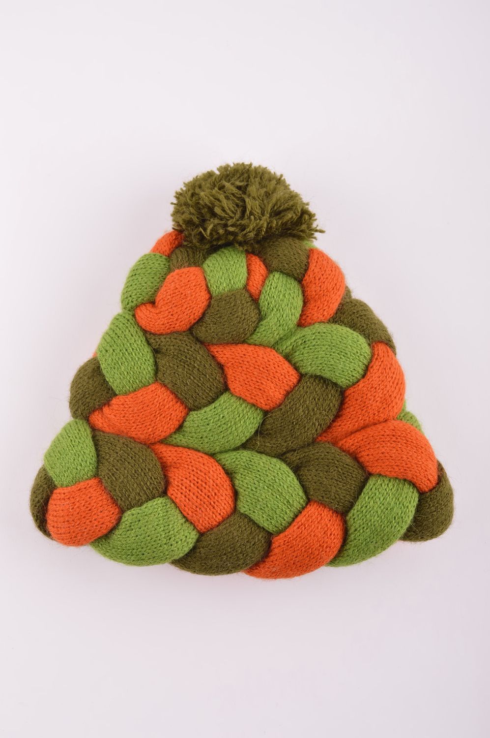 Головной убор ручной работы зимняя женская шапка вязаный шарф зеленый набор фото 4