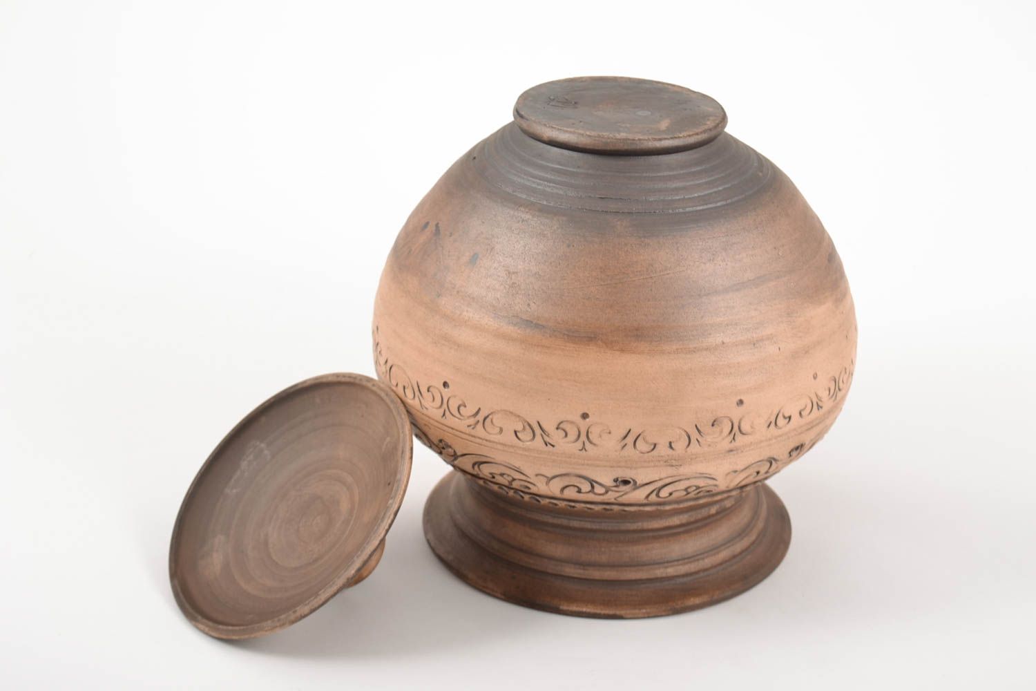 Cocotte pot en argile faite main avec couvercle grande 3 litres originale photo 5
