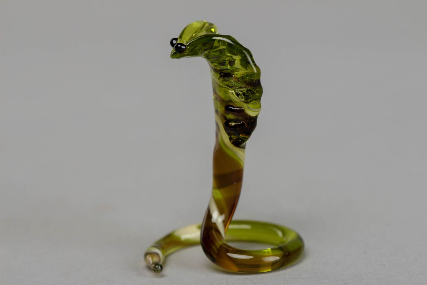 Lampwork Figure aus Glas Grüne Hutschlange foto 2